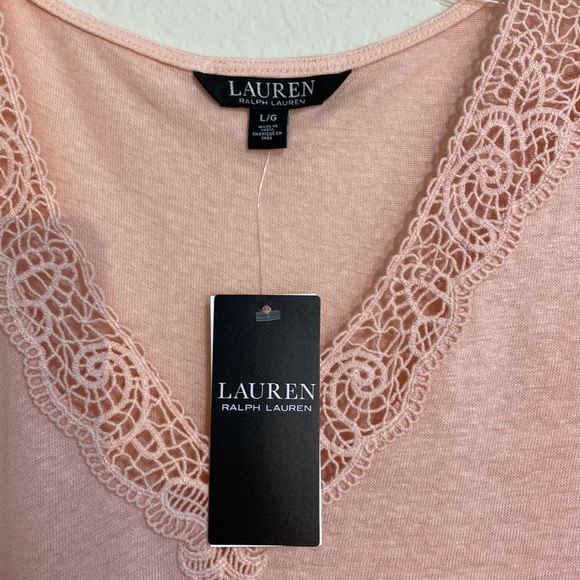Ralph Lauren Jersey Flutter- Sleeve T-Shirt in pale Pink Size XL - Picture 3 of 5